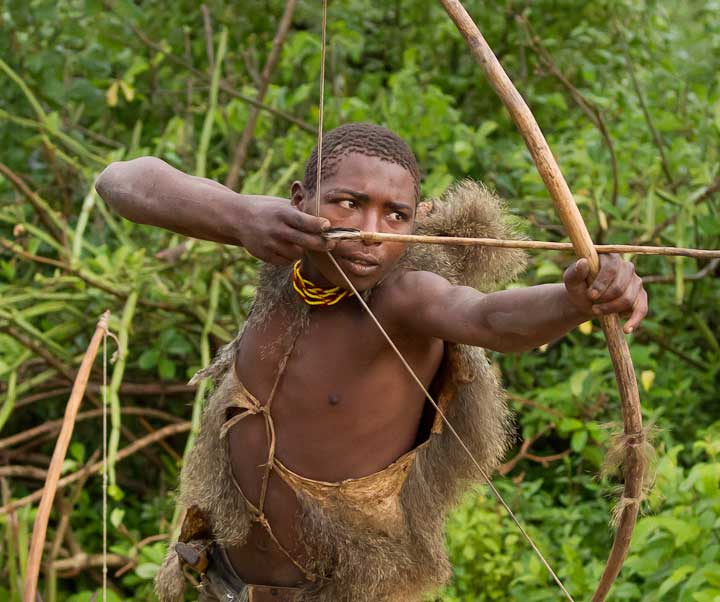 Hadzabe hunters at dawn